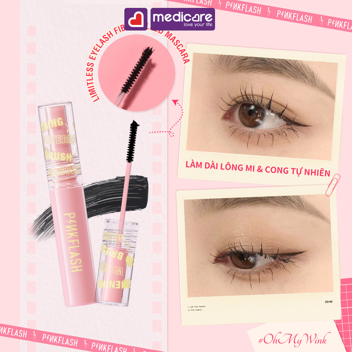 Mascara PINKFLASH dài chống nước 4.5g