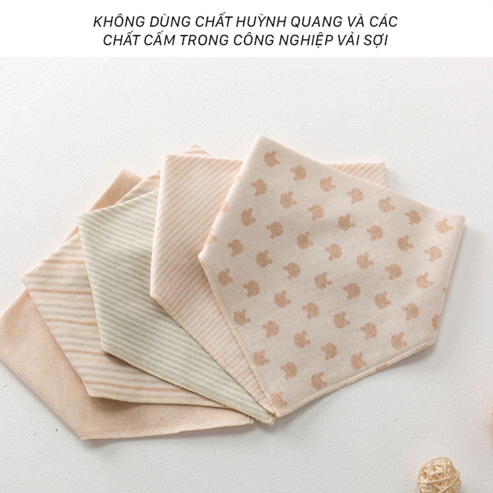 Khăn yếm tam giác Cotton 100% cao cấp, mềm mại, an toàn (khăn yếm Organic