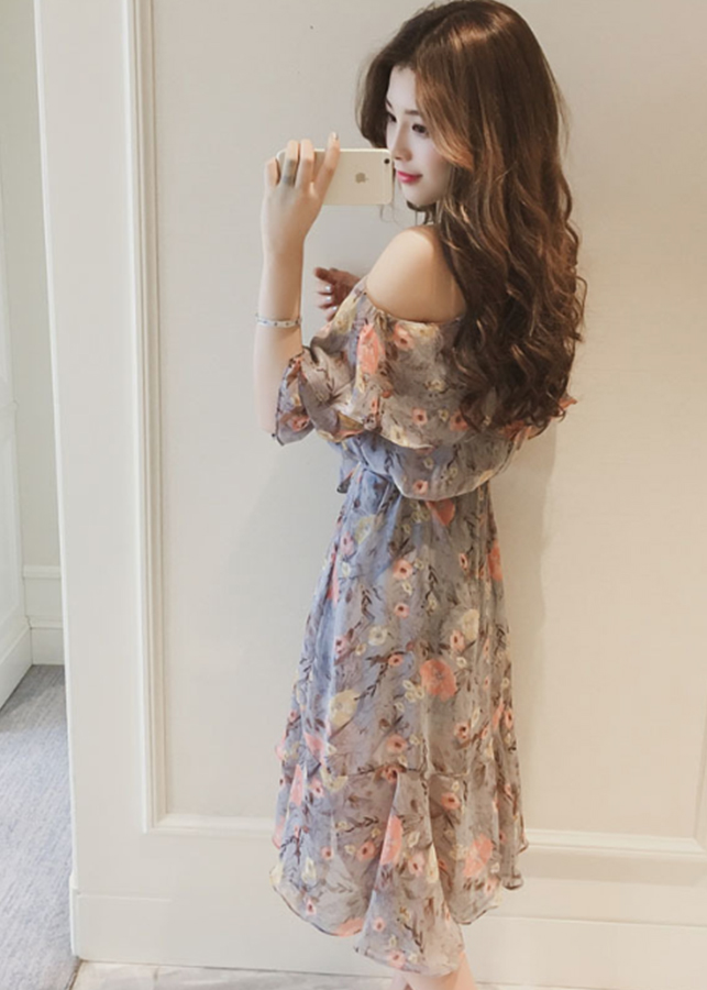 Đầm hoa bệt vai bánh bèo Haint Boutique da102