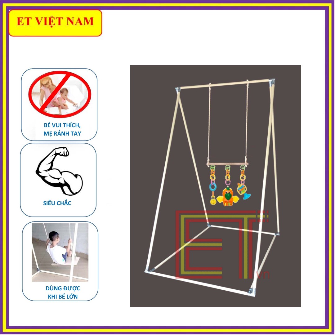 Khung Kệ chữ A cho bé sơ sinh, khi bé lớn làm khung xích đu nhún, ghế đu, chất liệu thép bọc nhựa siêu bền