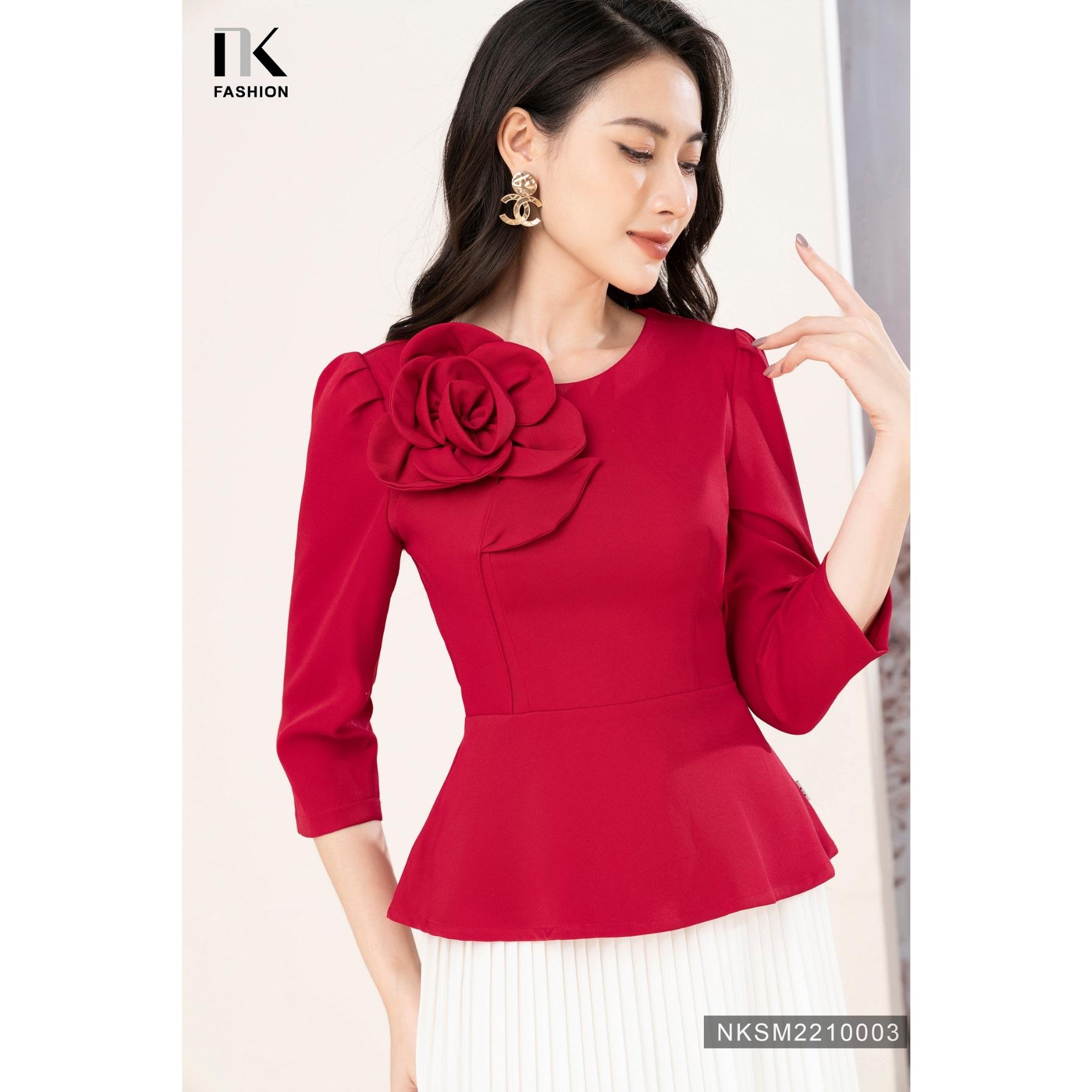 Áo Peplum Tay Bồng NK FASHION Thiết Kế Tôn Dáng Sang Trọng Chất Vải Nhập Hàn Cao Cấp NKSM2210003