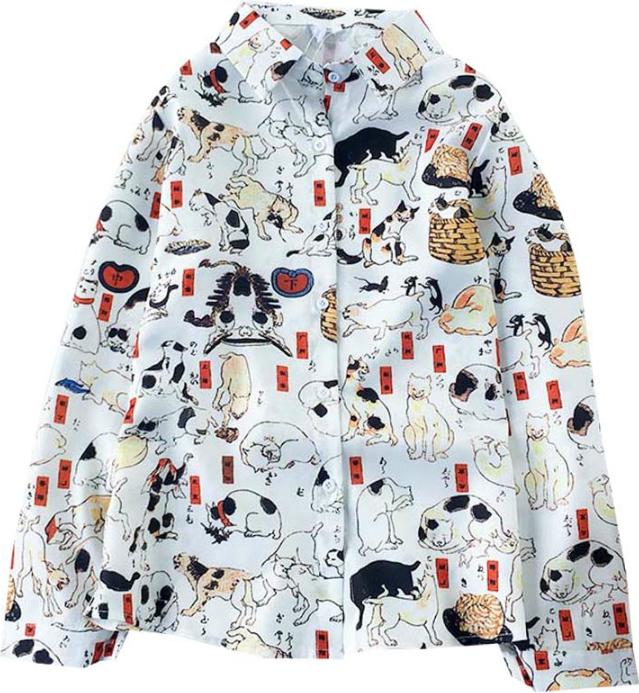 Áo sơ mi unisex hoạt hình con mèo Mã: AM1546