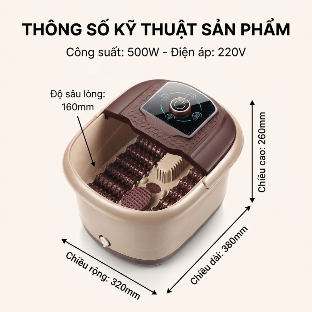 Bồn Ngâm Chân Massage Sục Khí KACHI MK440 - Tự Động Giữ Nước Ấm, Có Khay Thảo Dược - hàng chính hãng