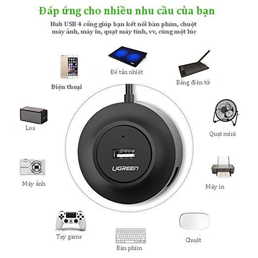 Bộ Chia USB 4 Cổng Ugreen 20277 chuẩn USB 2.0 chính hãng - Hàng Chính Hãng