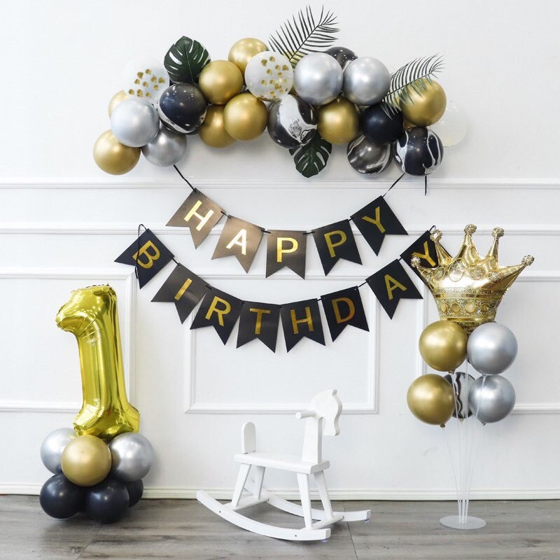 Set bong bóng thôi nôi cho bé trai 1 year birthday set Tnoi11