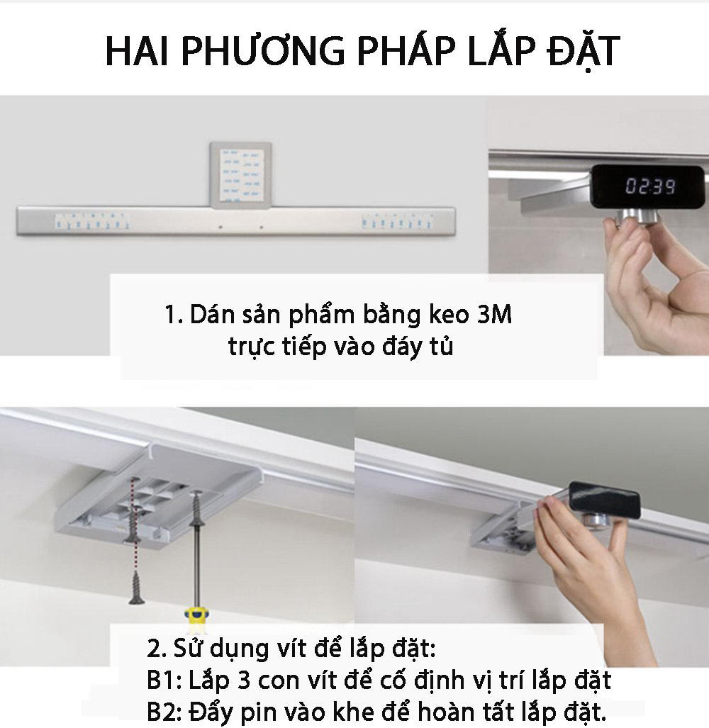 Đèn Led Thông Minh Không Dây Ezvalo Vesta LC2 -55 4W - 4000K Đèn Cảm Ứng Nhà Bếp, Nhà Vệ Sinh Hẹn Giờ Có Thể Sạc Lại Đèn Nhà Thông Minh. Sạc pin rời, 100% Hàng Chính Hãng.