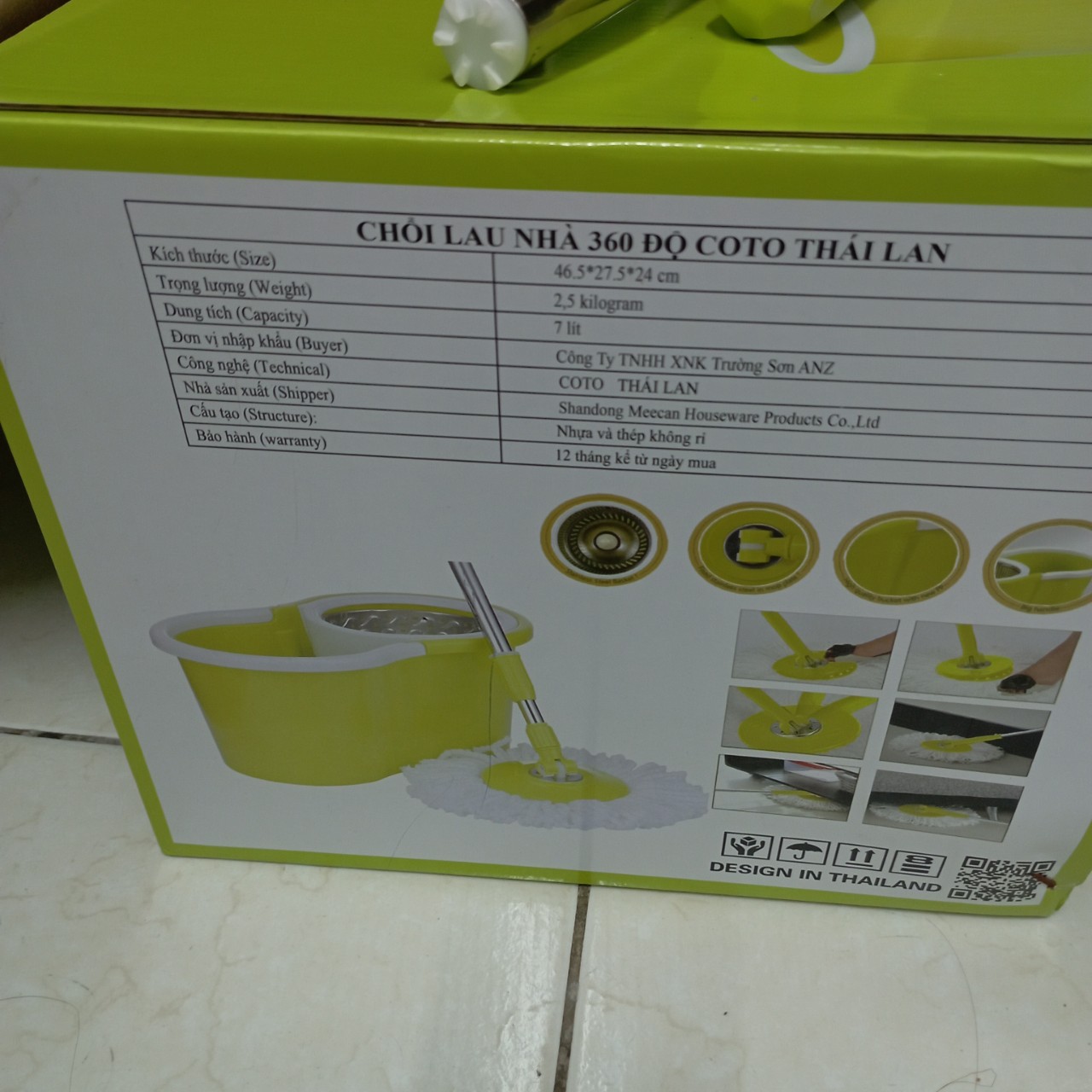 phẩm Bộ cây lau nhà đa năng 360 độ  BENTO dung tích 7L, , - chất liệu thép không rỉ, nhựa nguyên sinh- Hàng nhập THái Lan