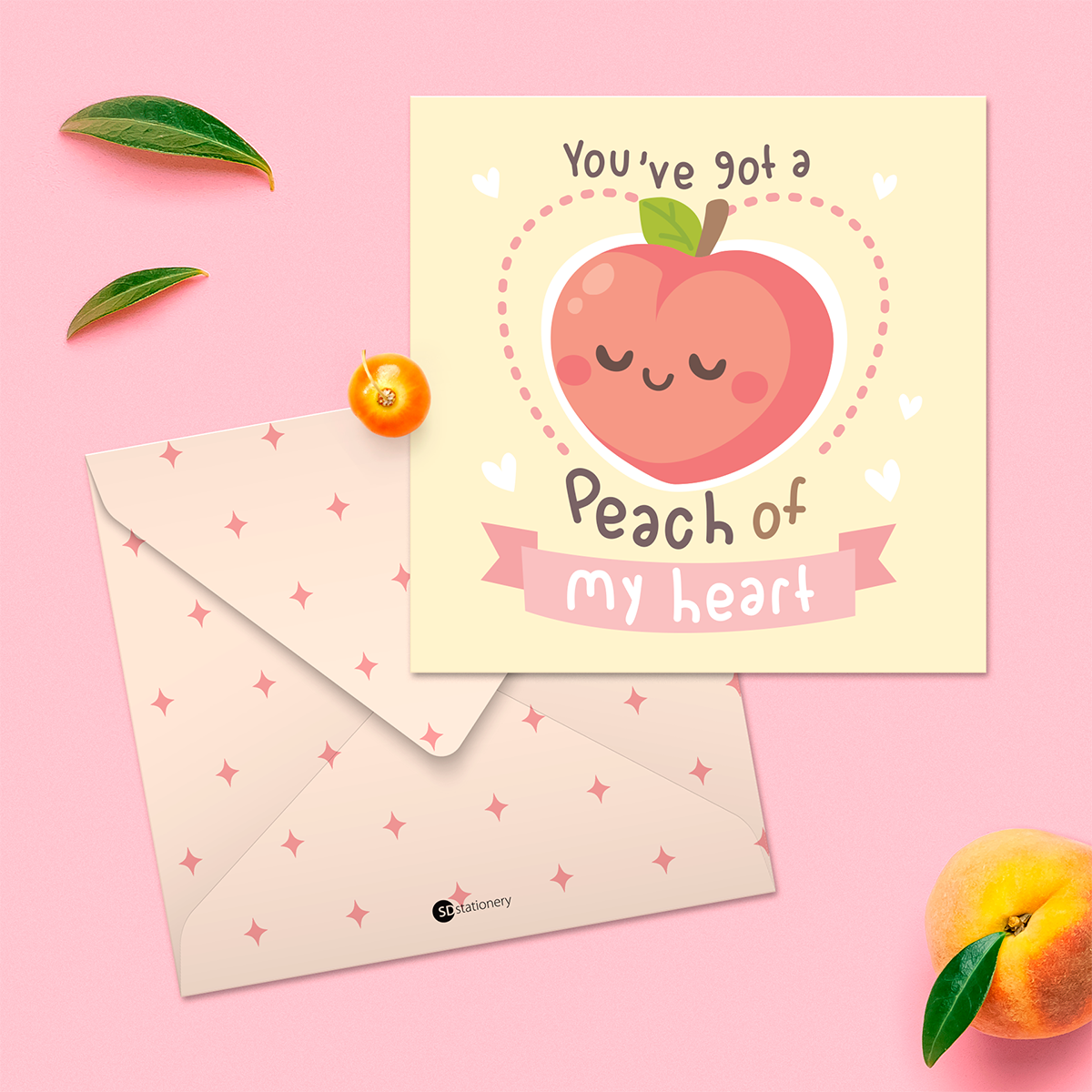 Set 6 thiệp tình yêu, valentine, tỏ tình, cặp đôi SDstationery FRUITY 2x12 minh họa trái cây dễ thương cute thông điệp tiếng Anh vui nhộn