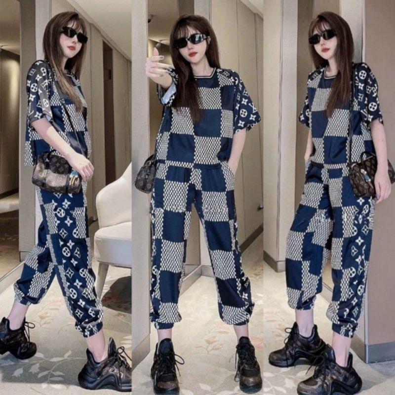 Mẫu đồ bộ nữ bigsize quần dài bo gấu áo form rộng thun lạnh in họa tiết 3D cao cấp, bộ đồ thể thao đi chơi mặc nhà xinh