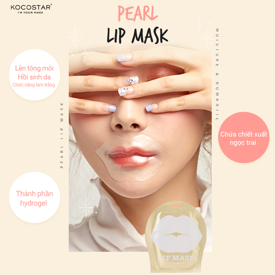 Mặt nạ môi tăng cường sức sống chiết xuất ngọc trai Kocostar Pearl Lip Mask (1 miếng)
