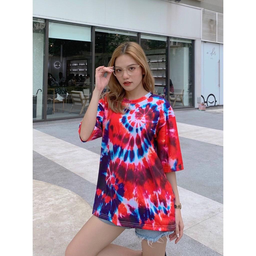 Áo thun unisex nam nữ loang màu tay lỡ tie dye form rộng