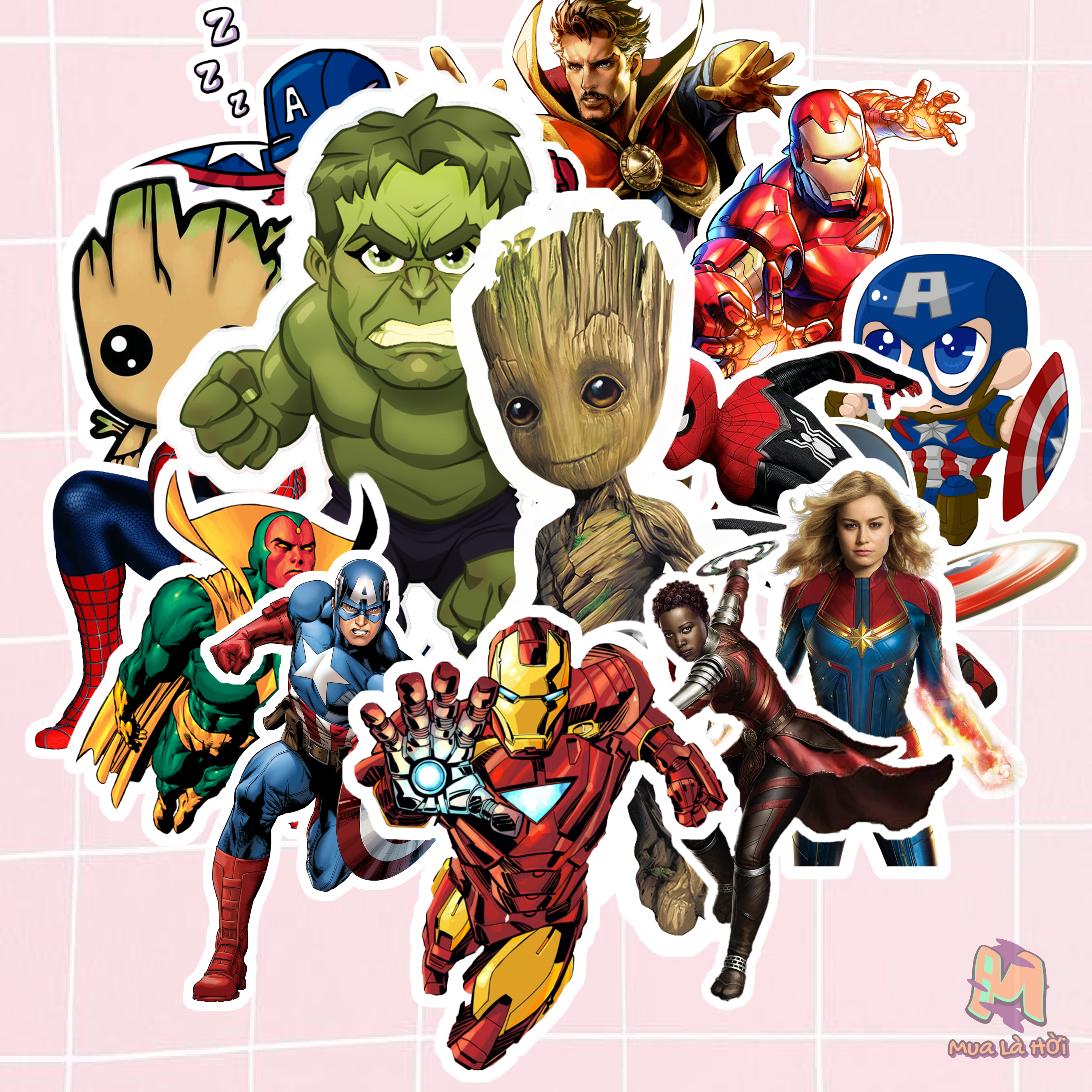 Miếng dán Stickers chủ đề Siêu anh hùng - Marvel