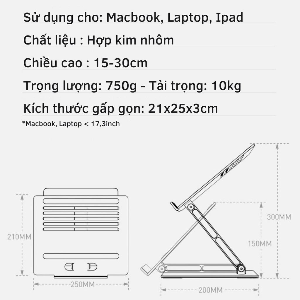 Kệ đỡ Laptop nhôm cao cấp dùng làm đế đỡ macbook, laptop, ipad. Tùy chỉnh được góc nhìn 180độ và độ cao