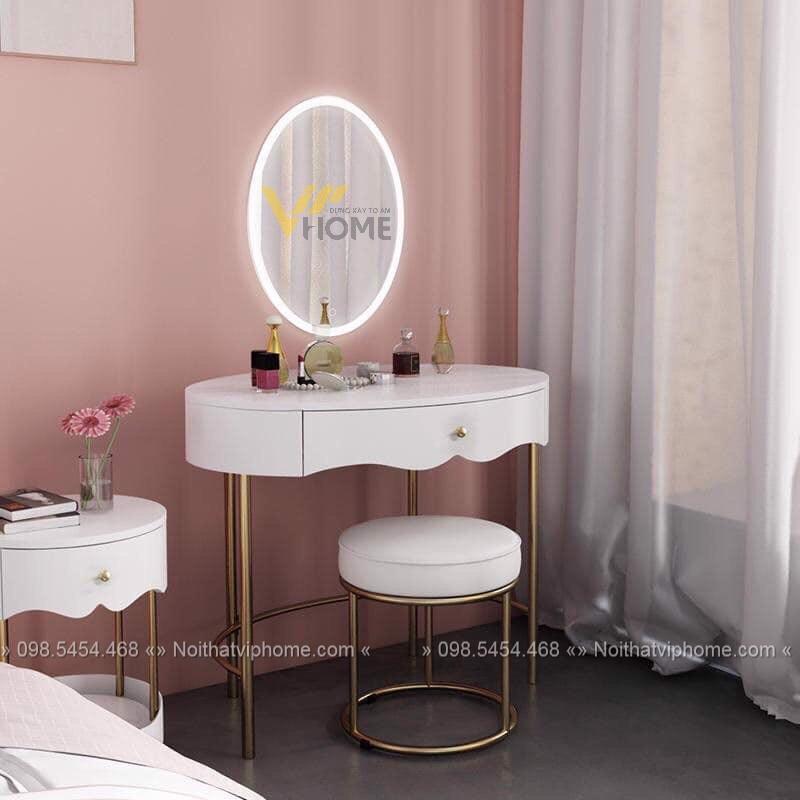 Bàn trang điểm, bàn phấn kèm gương tích hợp đèn LED kèm nút cảm ứng thông minh và ngăn kéo để đồ tện lợi BTD-8011