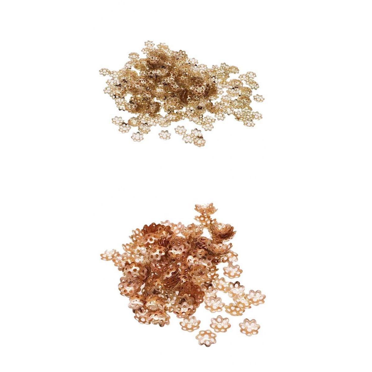 600Pieces Iron Flower Beads Hat Beads Spacer for Jewelry Making 6mm 8mm