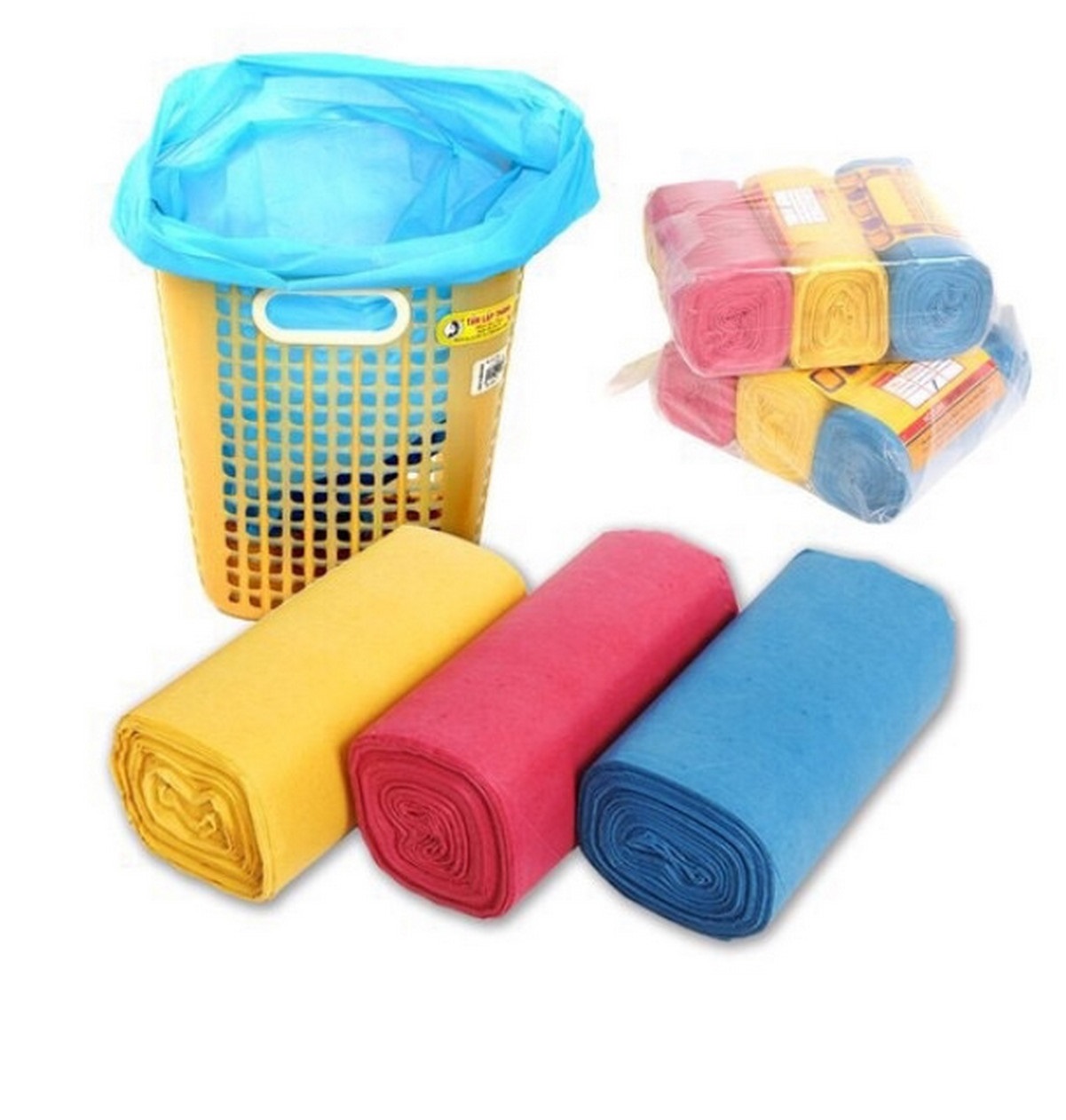 Set 3 Cuộn Túi Đựng Rác Size Đại 78X64Cm Tự Phân Hủy 3 Màu Nặng 1Kg