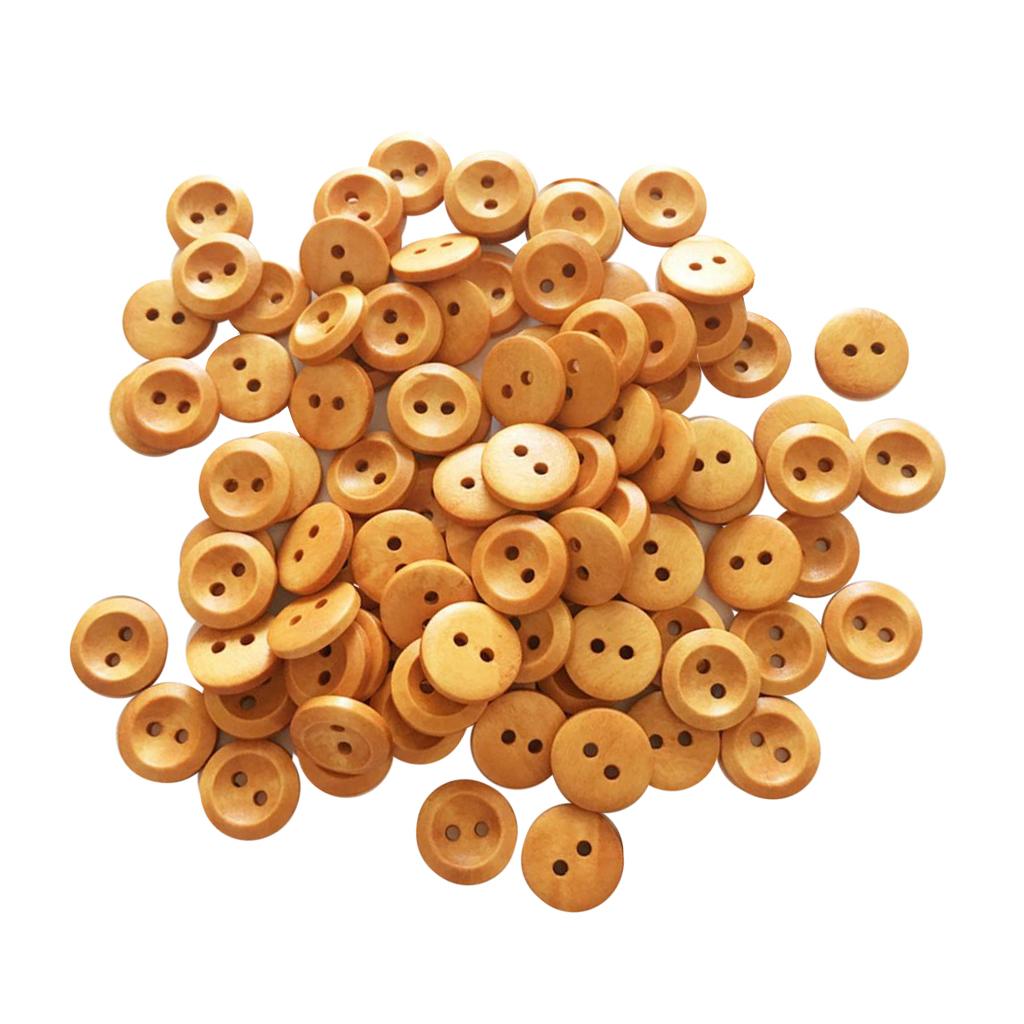 100 Chiếc Sơn Vintage Tròn 2 Lỗ Gỗ Nút May Thêu Sò 15 Mm