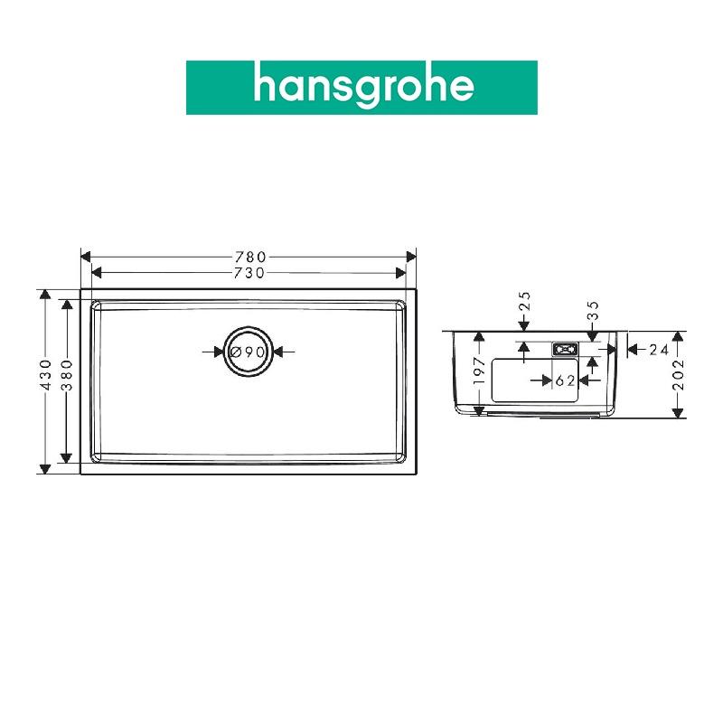 Chậu bếp đơn HANSGROHE Deep Drawn Sink S439-U730 43454