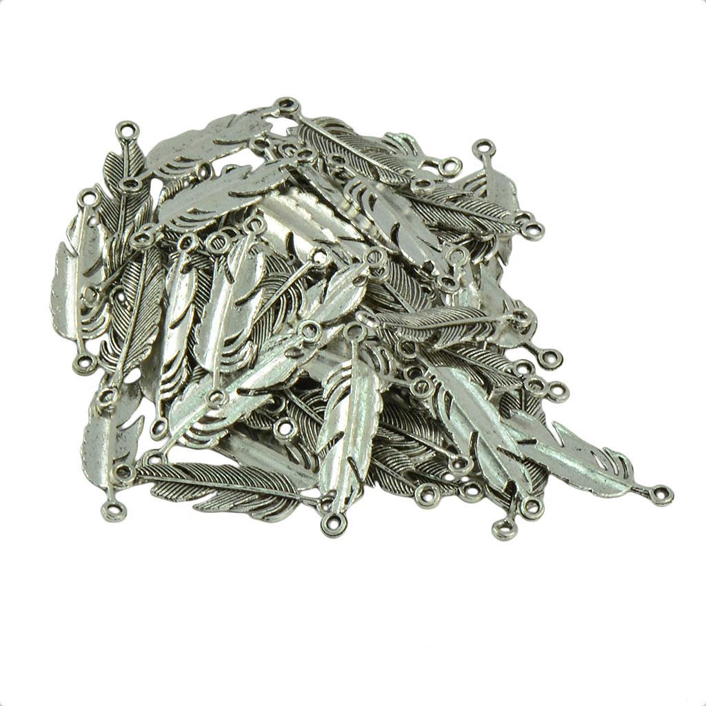 120pcs Vintage Feather Leaf Dream Catcher Charm Pendants Connector DIY Craft