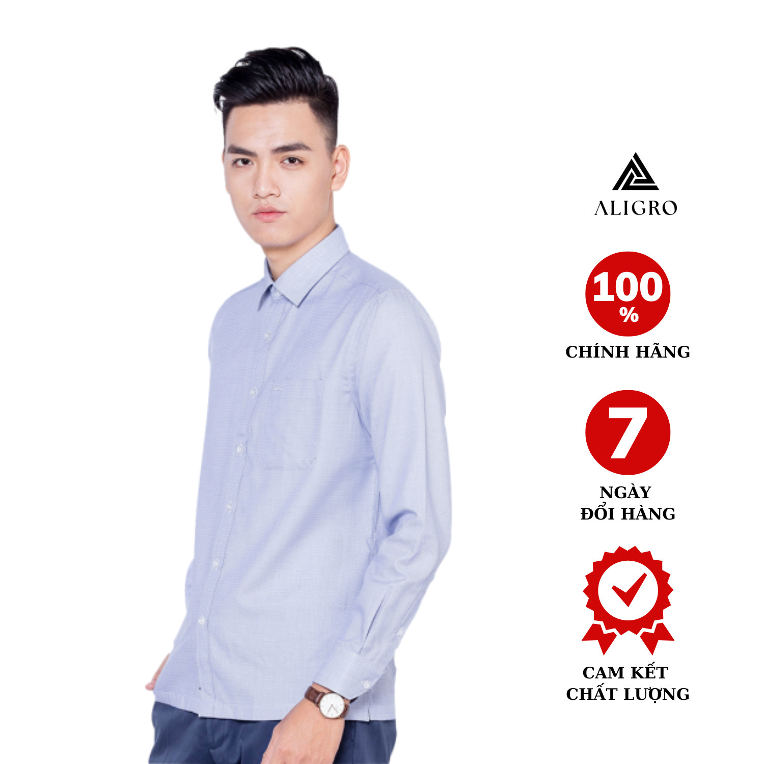 Áo Sơ Mi Nam Aligro Màu Xanh Dương ALG1009