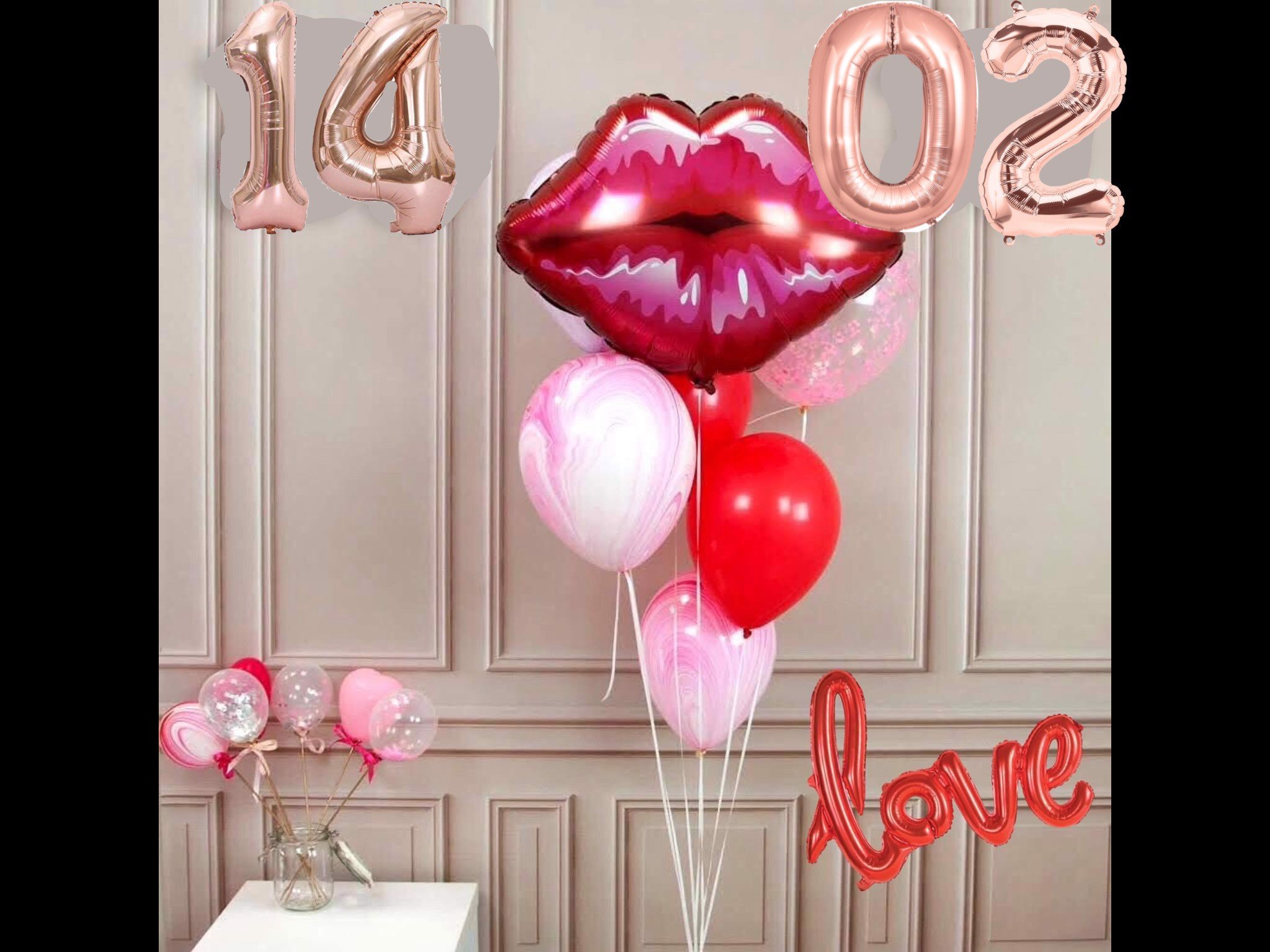 Bộ bong bóng trang trí Valentine combo set vlt52