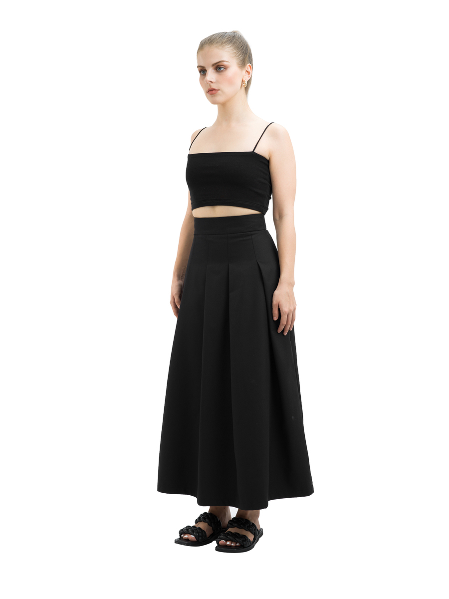 là min - Chân váy Black Pleated Midi Skirt