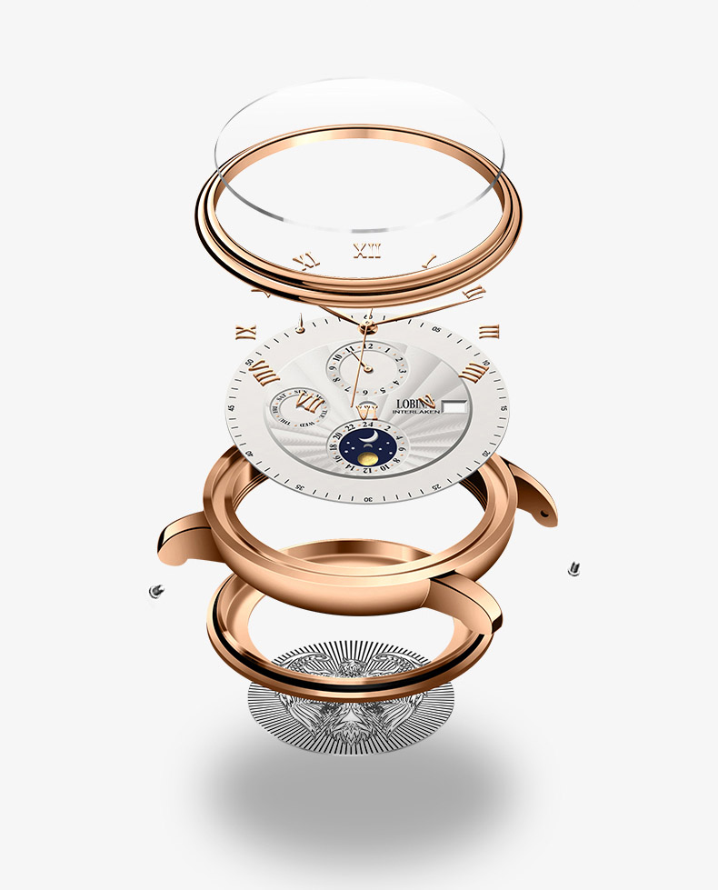 Đồng hồ nam chính hãng LOBINNI L1023-8 Fullbox, Kính sapphire ,chống xước,chống nước,vỏ vàng hồng,dây kim loại thép không gỉ 316L, máy cơ , Mới 100%,Bảo hành 24 tháng