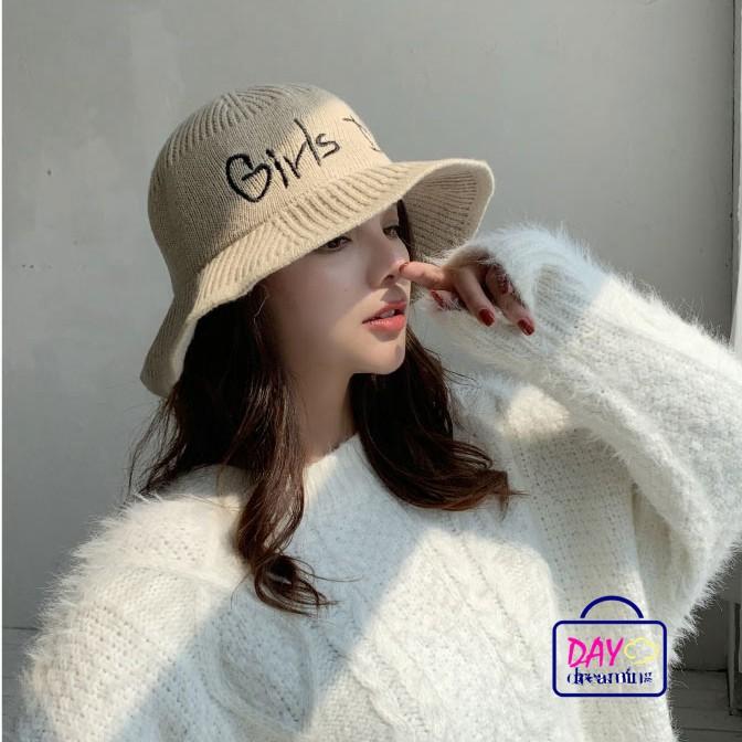 Mũ len thêu chữ thời trang phong cách Hàn Quốc