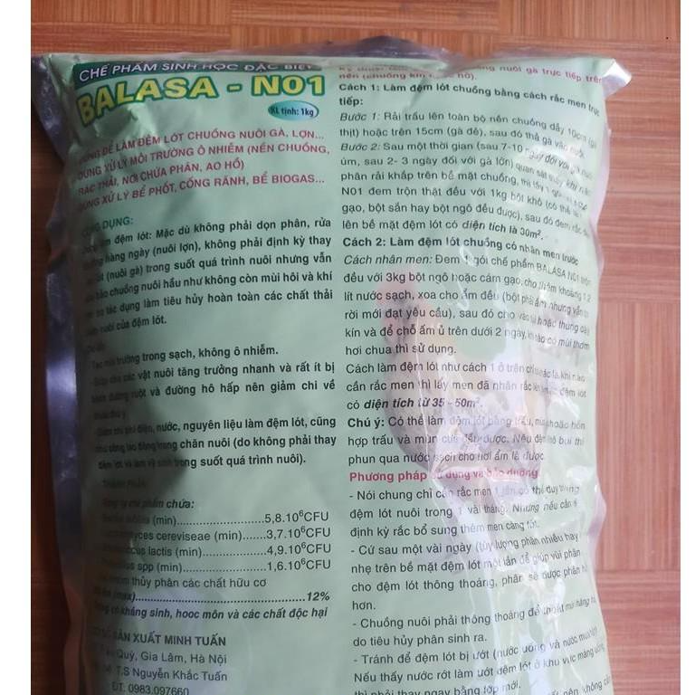 1kg CHẾ PHẨM SINH HỌC BALASA NO1 - Được dùng làm đệm lót trong chăn nuôi cho các loại vật nuôi- Sử dụng sả
