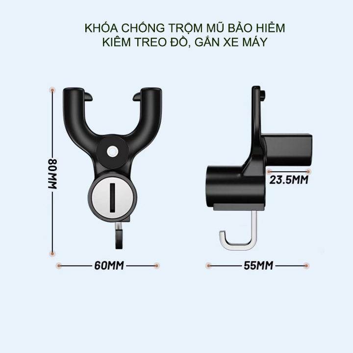 Khóa gắn xe máy chuyên dùng chống trộm mũ bảo hiểm, treo đồ đa năng, bằng hợp kim chắc chắn