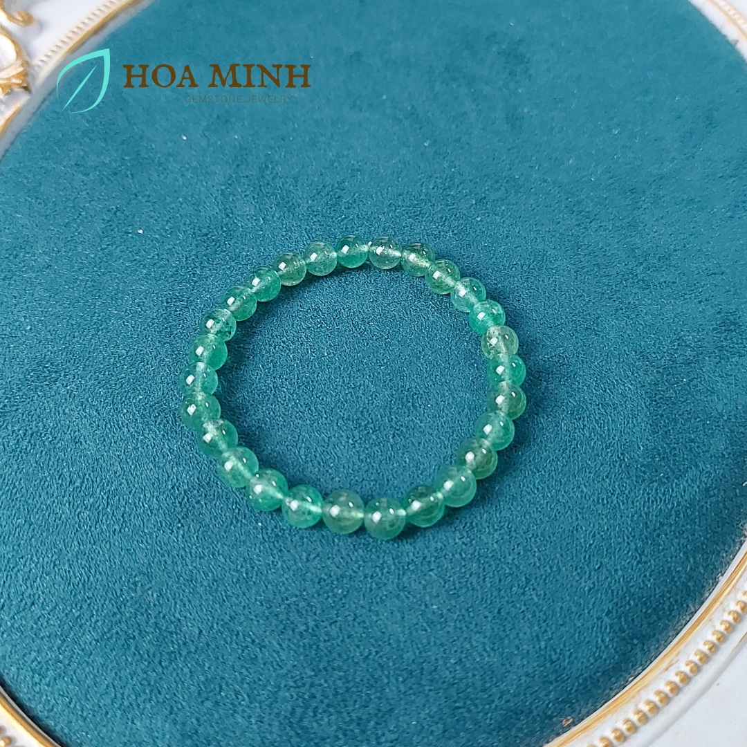 Vòng tay phong thủy đá Thạch Anh Dâu Xanh 6.6 li, hợp mệnh Mộc Hỏa