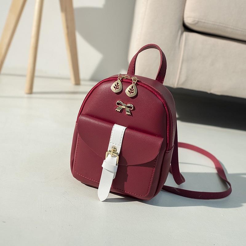Balo Mini Nhỏ Xinh ĐÍnh Nơ Bl20 Da Trơn