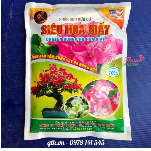 Siêu Hoa Giấy - Giải Pháp Cho Cây Hoa Giấy Ít Ra Hoa, Không Ra Hoa - Phân Bón Hữu Cơ Chuyên Dùng Cho Hoa Giấy, Cây Cảnh - Giúp Tán Xum, Cứng Cây, Sai Hoa 700g