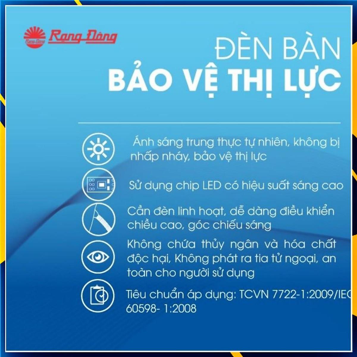 Đèn Bàn Văn Phòng Cao Cấp RL 21.LED 6W, Phím Bấm Cảm Ứng, 3 Chế Độ Màu và 5 Cấp Độ Sáng - Hàng chính hãng