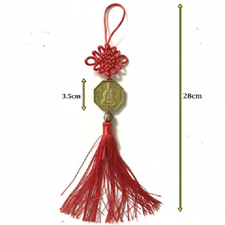 Dây treo phong thủy hình Bát Quái và Quan Âm Bồ Tát, dùng cầu may mắn, bình an, treo trong nhà, trên xe, bỏ túi mang theo - SP005023