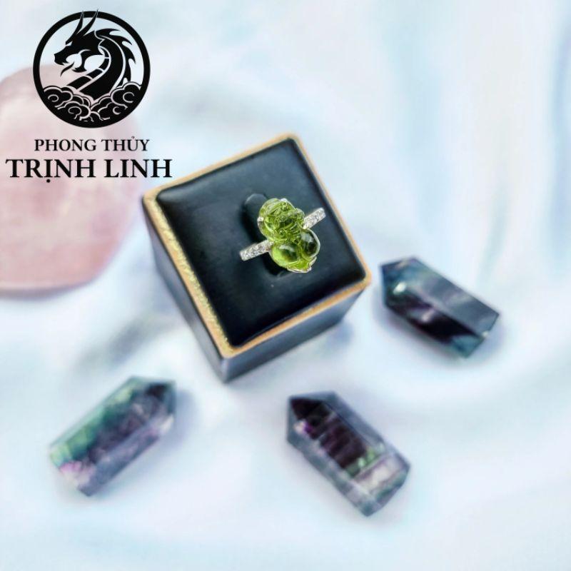 NHẪN BẠC TỲ HƯU XANH LÁ PHONG THỦY