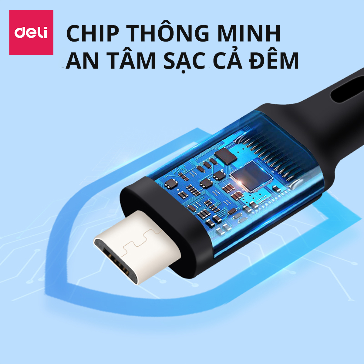 Cap sạc điện thoại DELI- Cap sạc nhanh hàng chính hãng chống cháy nổ VS6032