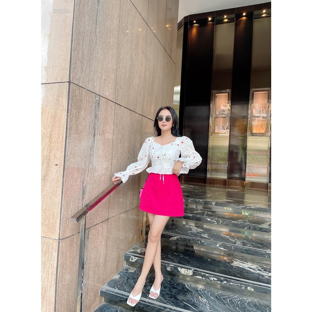 SET ÁO HOA CỔ U KÈM CHÂN VÁY