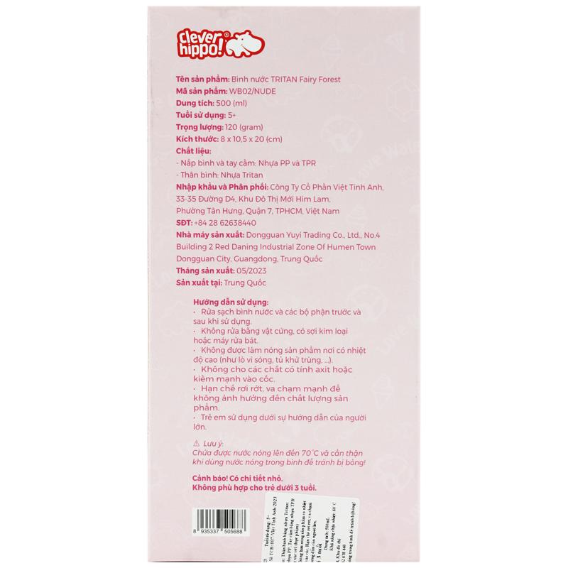 Bình Nước Tritan Fairy Forest 500 ml - Clever Hippo WB02/NUDE