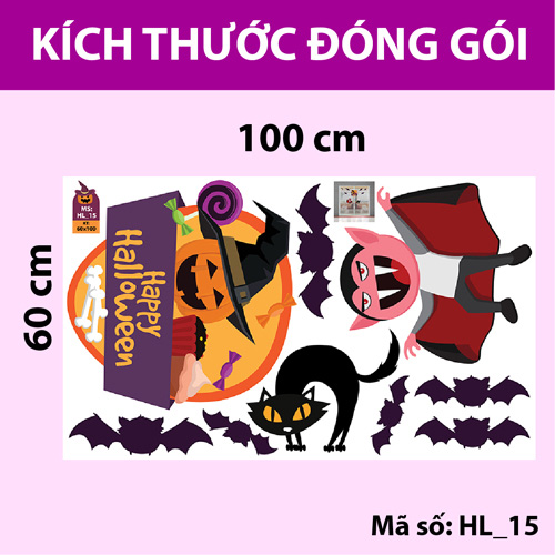 DECAL TRANG TRÍ HALLOWEEN COMBO SỐ 6