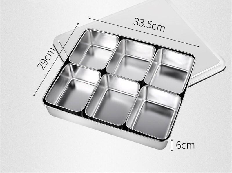 Hũ Gia Vị Inox 6 Ngăn Nắp Rời