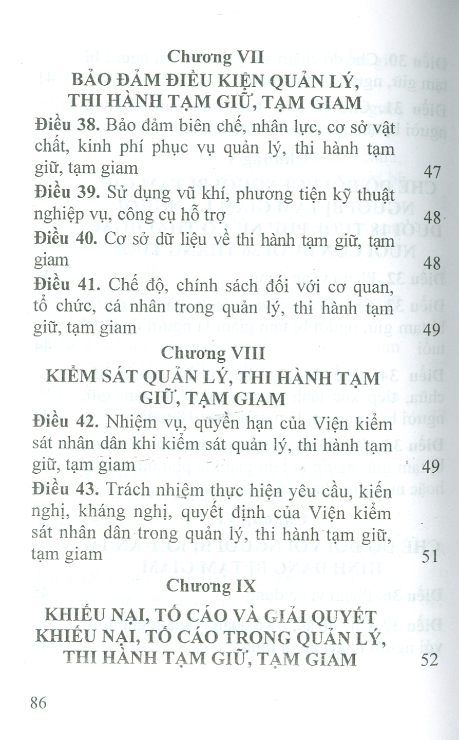 Luật Thi Hành Tạm Giữ, Tạm Giam