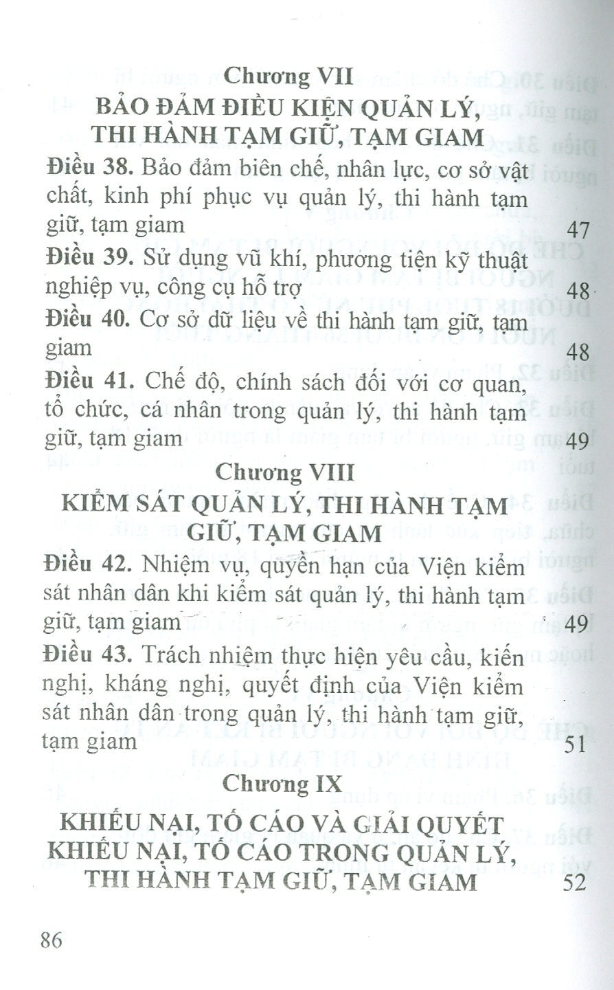 Luật Thi Hành Tạm Giữ, Tạm Giam