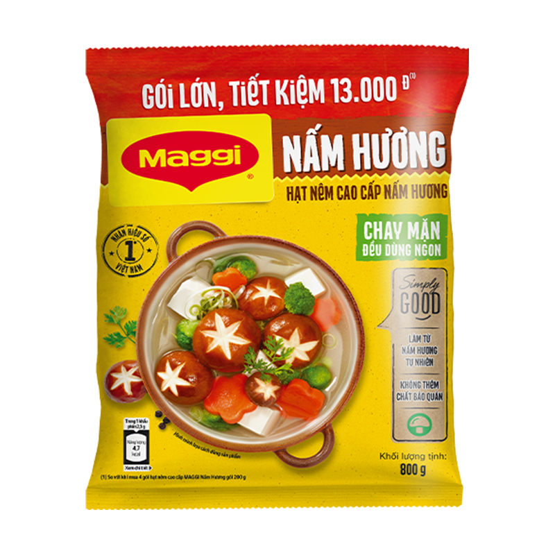 [Tặng Nước mắm táo] Hạt nêm cao cấp MAGGI Nấm Hương gói 800g