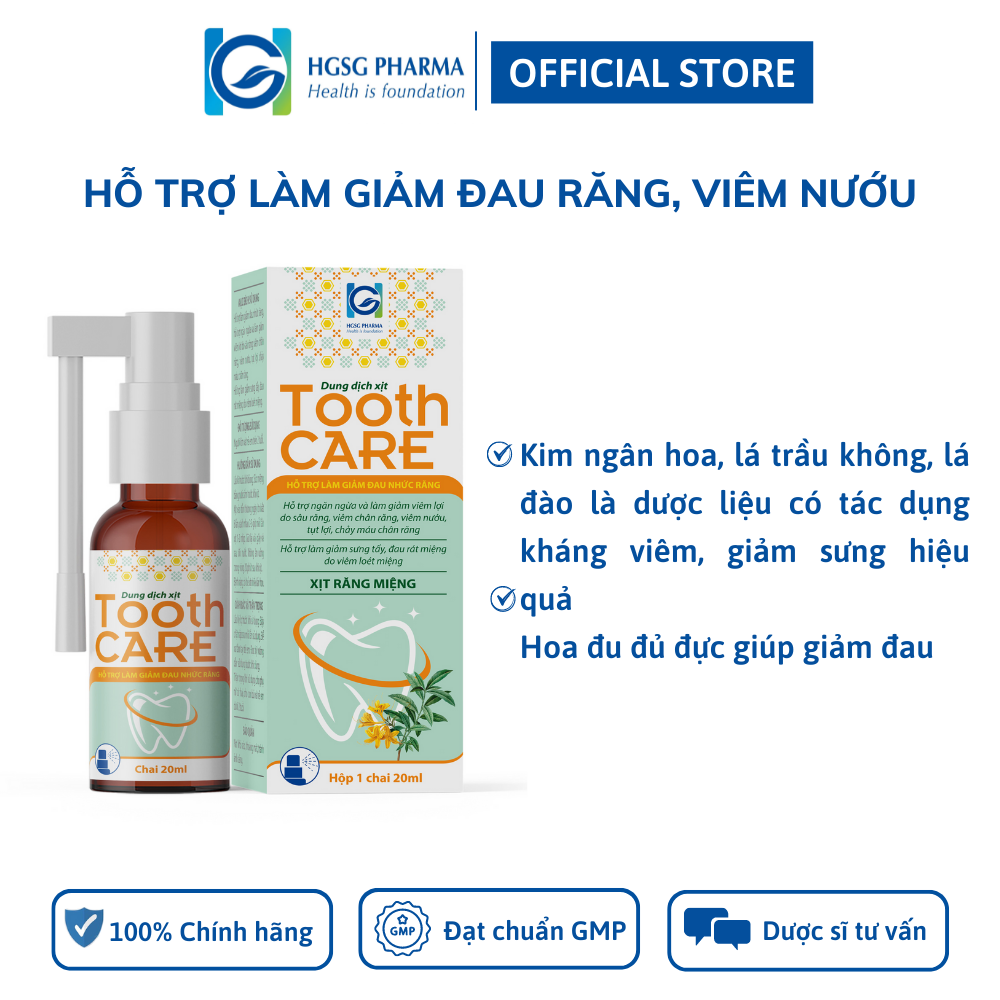 Dung dịch xịt giảm đau răng, viêm nướu HGSG pharma TOOTH CARE (Chai 20ml)