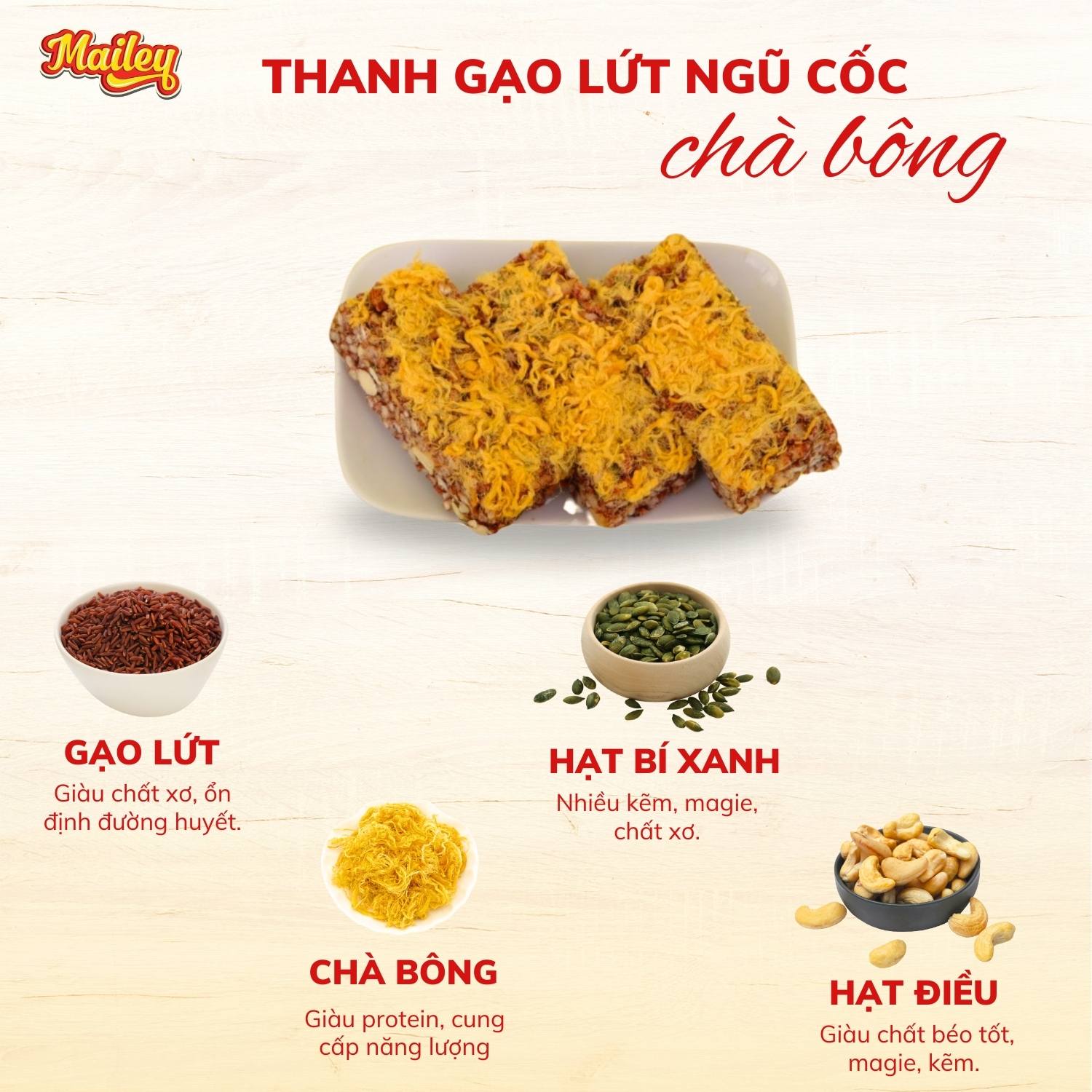 [COMBO 2 TÚI 500G] Thanh gạo lứt chà bông/rong biển mix hạt Mailey Túi 250g - Bánh gạo lứt ăn kiêng hỗ trợ giảm cân
