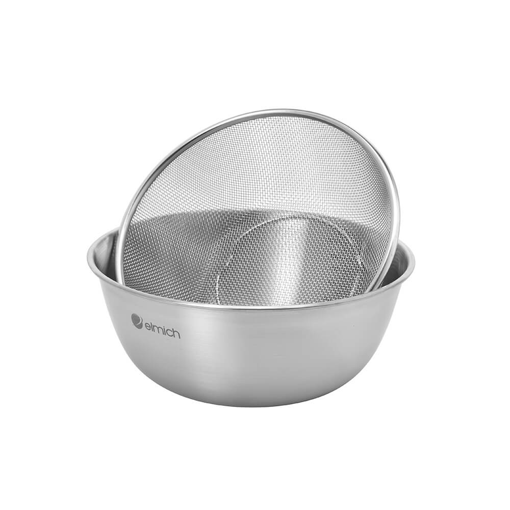 Bộ Tô Kèm Rổ Inox Elmich EL0013, Hàng Chính Hãng, Size 19,22,28cm, Thép Không Gỉ, 2 Lớp - JoyMall
