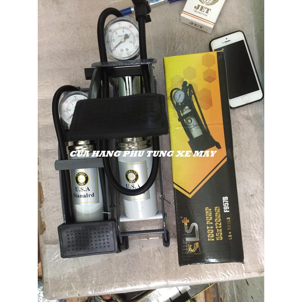 Ống bơm đạp chân cao cấp cho xe máy - 1 bộ