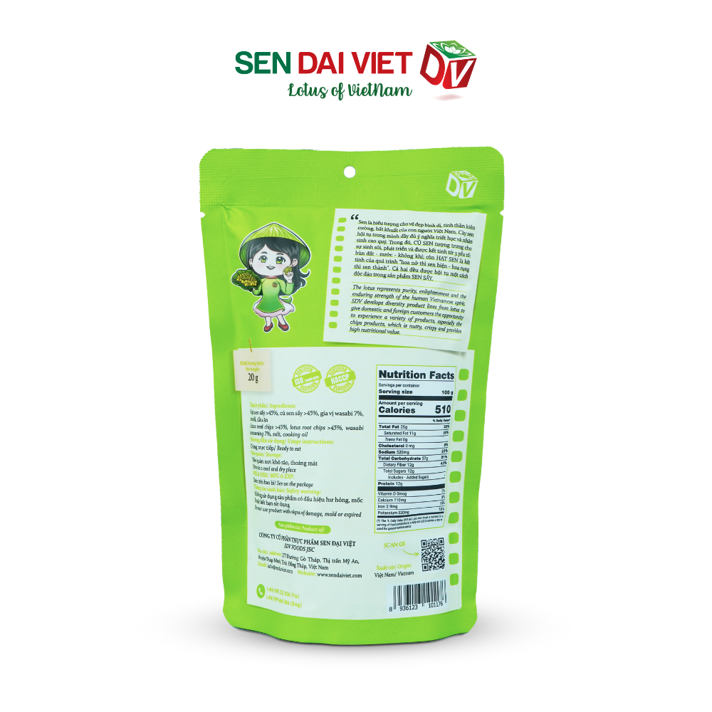 Sen Sấy Vị Wasabi- Sen Sấy Giòn Tan, Vị Cay Bùng Nổ, Kích Thích Vị Giác, ĐV- Sen Đại Việt- Gói 30g-Date Mới Nhất.