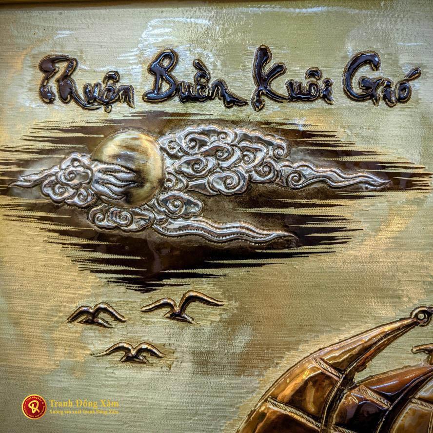 Tranh Thuận Buồm Xuôi Gió Nền Xước Vàng Mạ Bạc Khung Decor